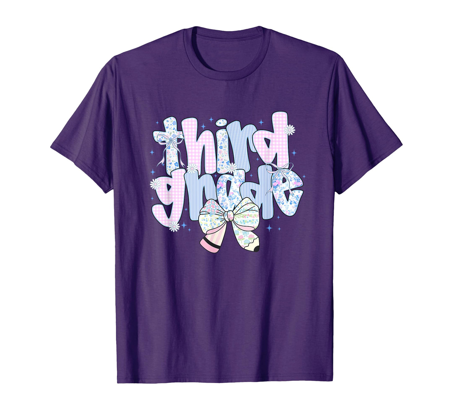 Cute Floral Preppy Third Grade Back To School Teacher Girl T-Shirt