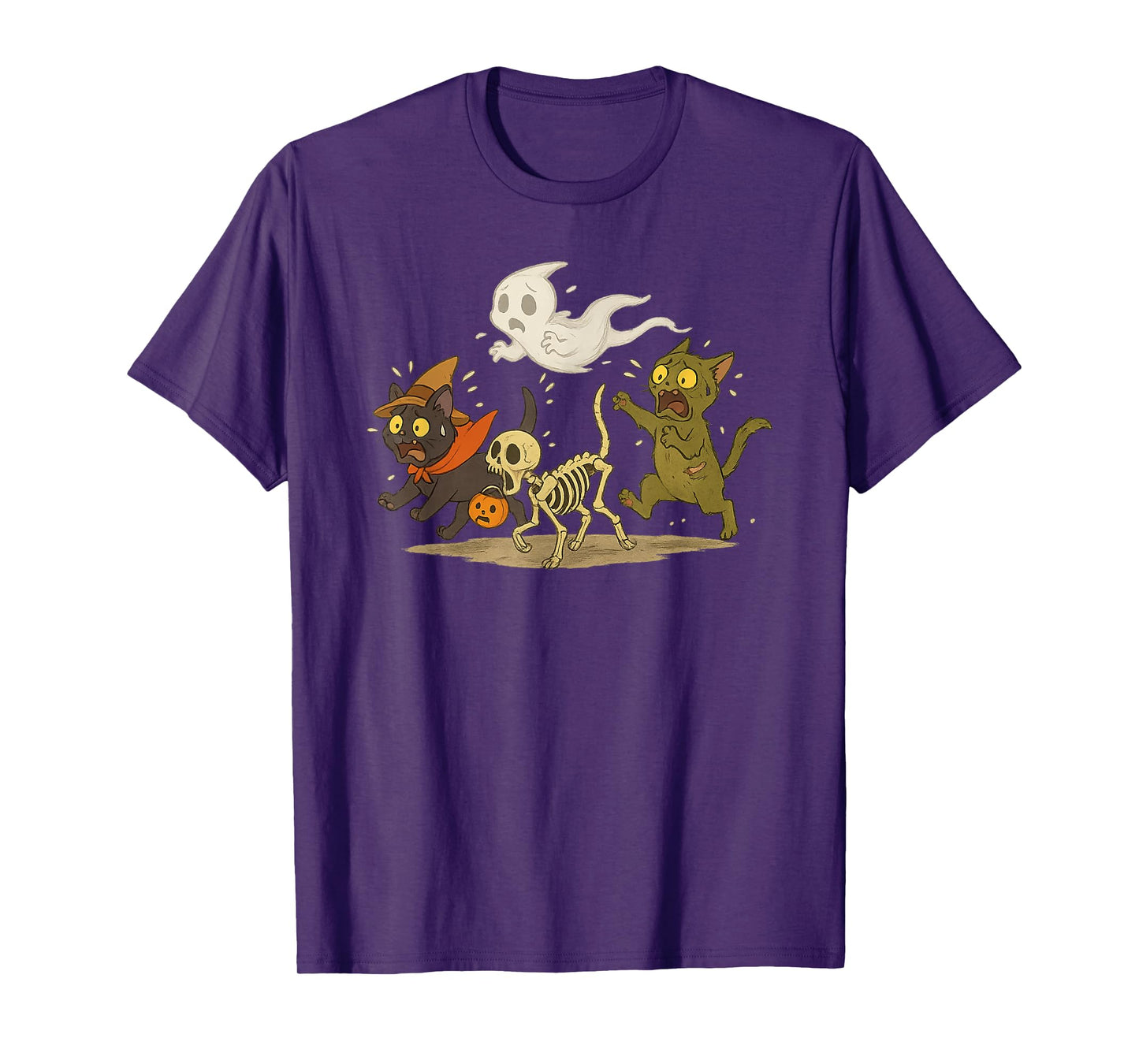 Cute Halloween Cats and Funny Ghost Spooky for Men Women T-Shirt