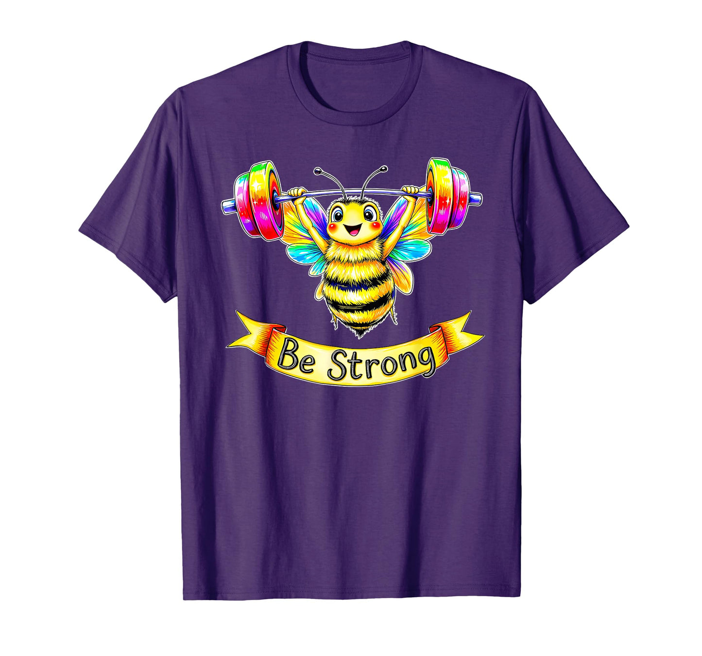 Be Strong Cute Bumblebee Lifting Weights Motivational T-Shirt