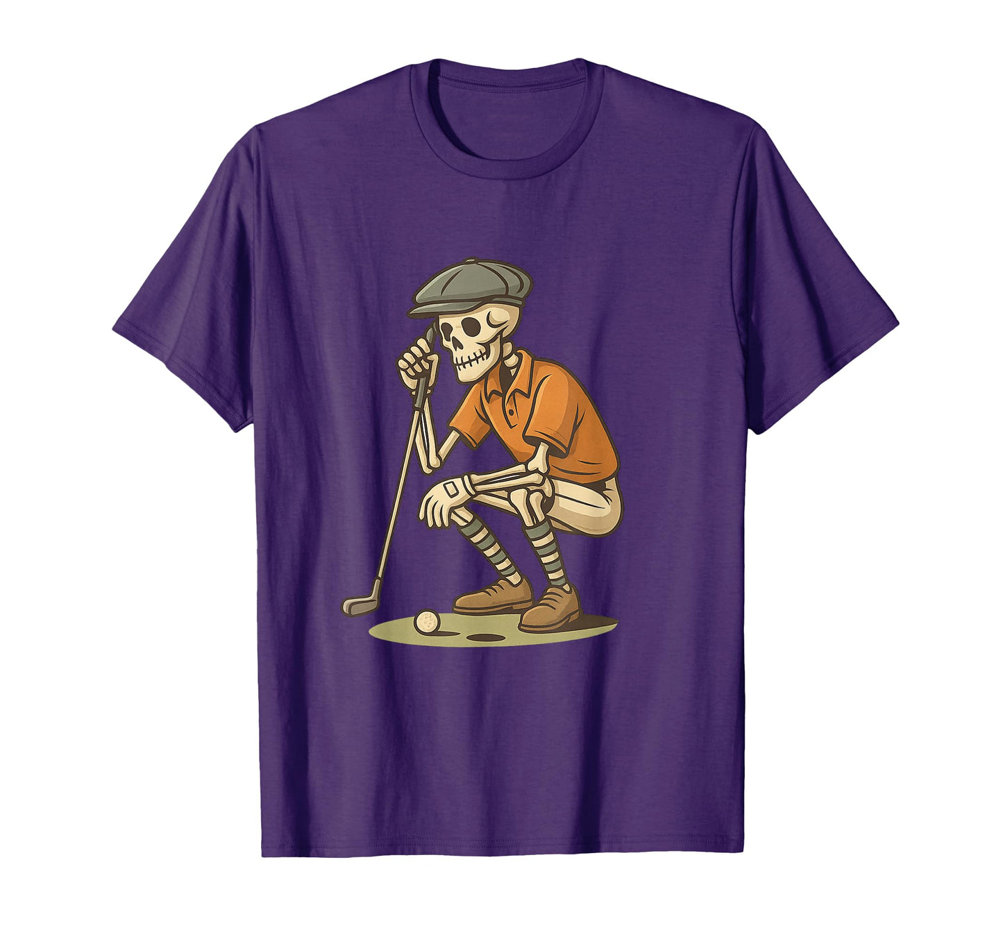 Skeleton Golfer Halloween Art, Funny Spooky Golf Design T-Shirt
