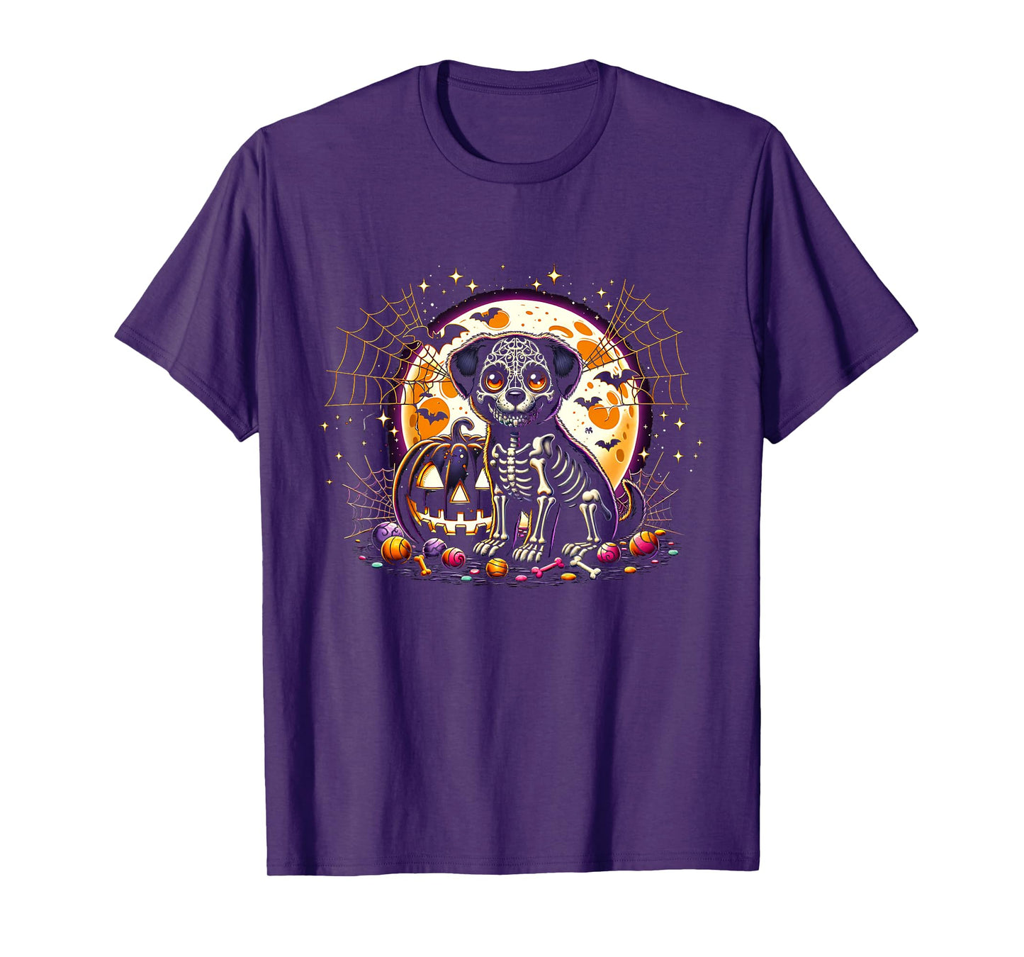 Halloween Puppy Dog Skeleton Lazy Costume T-Shirt
