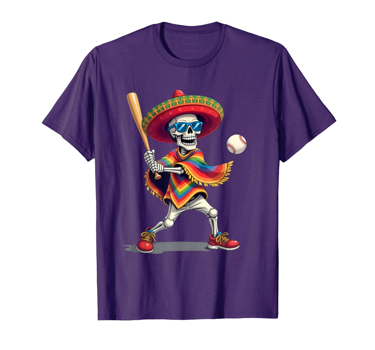 Mariachi Skeleton Baseball Cinco De Mayo Mexican Sombrero T-Shirt