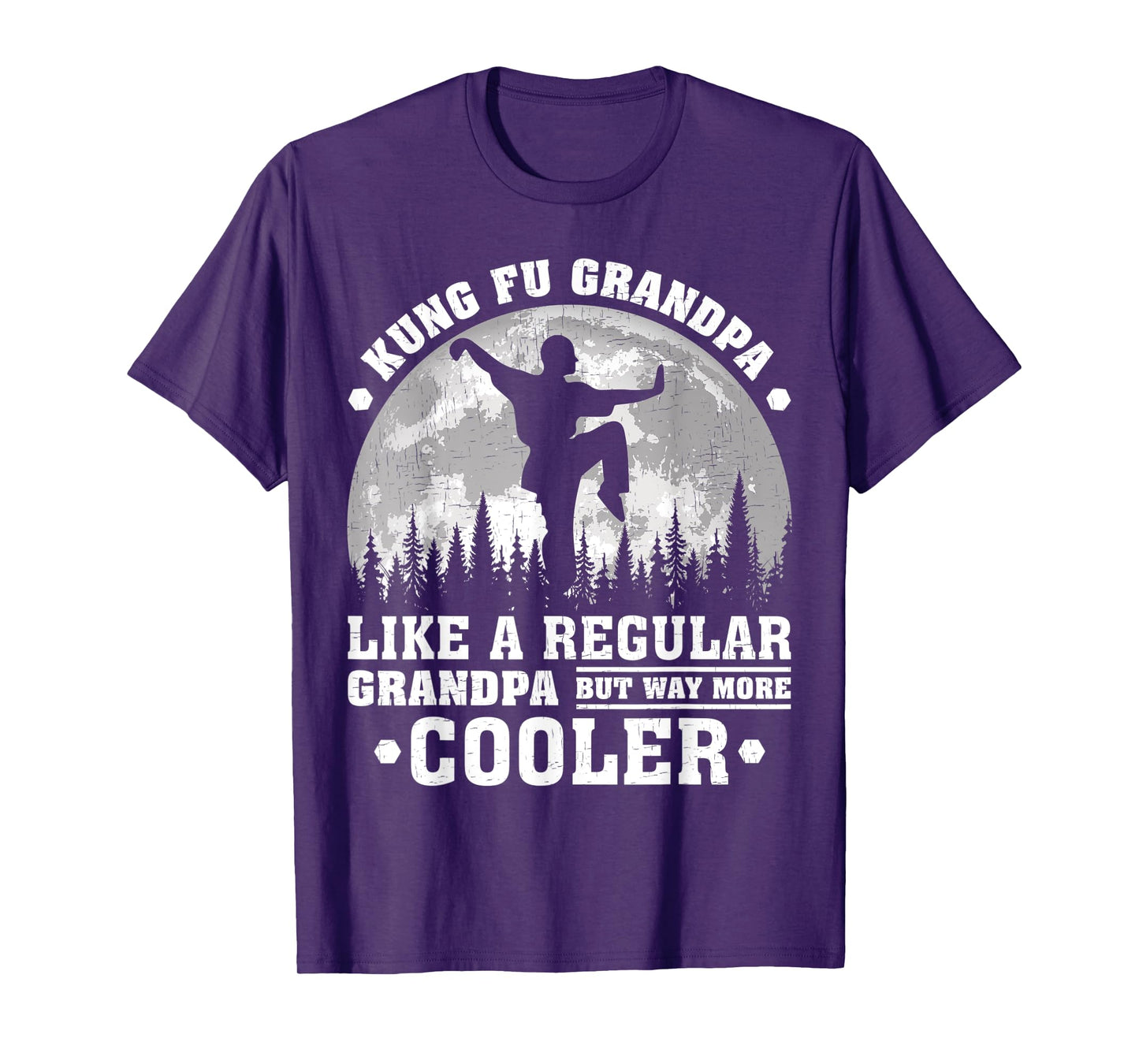 Mens Kung Fu Grandpa Funny Moon Vintage Kung Fu Father's Day T-Shirt