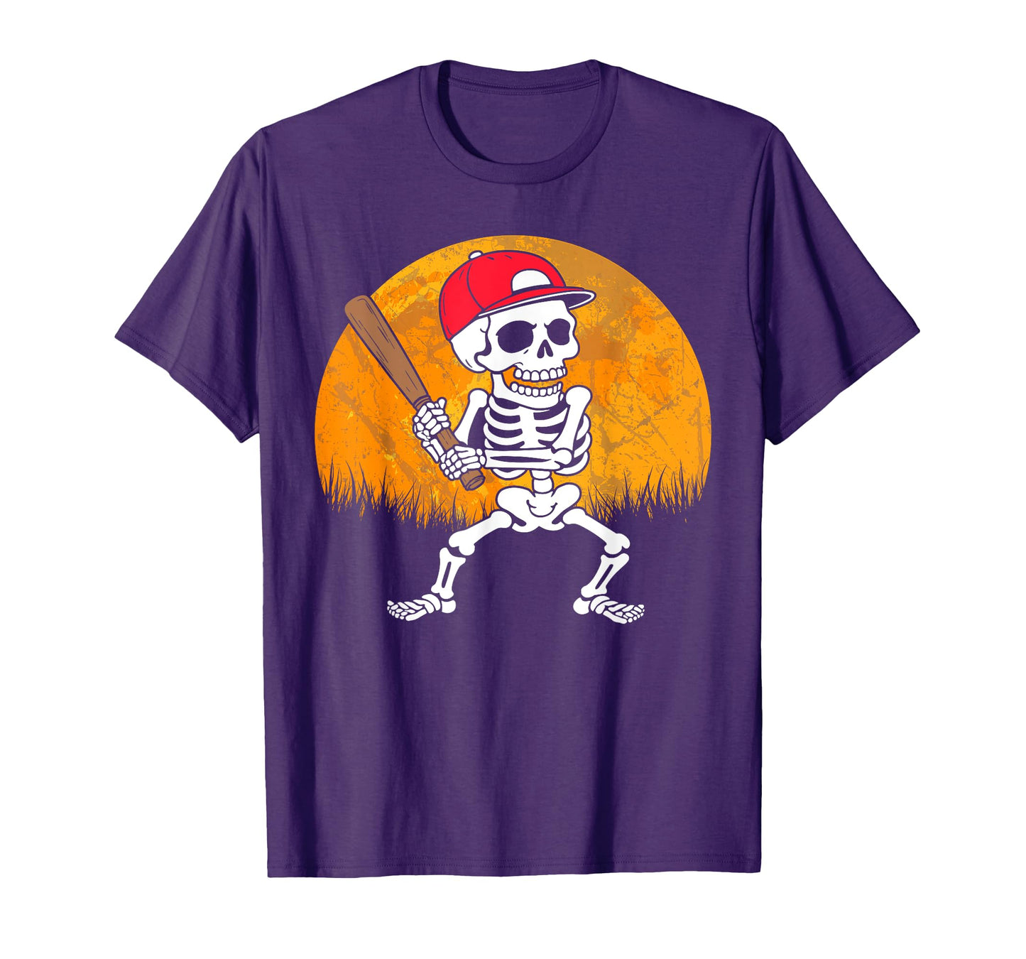 Baseball Skeleton Halloween Costume Baseball Player Men Boys T-Shirt