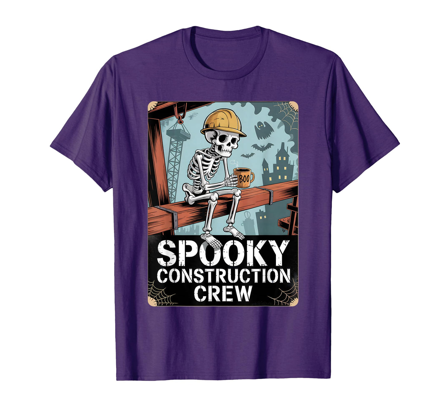 Funny Spooky Skeleton Workers Halloween Construction Crew T-Shirt