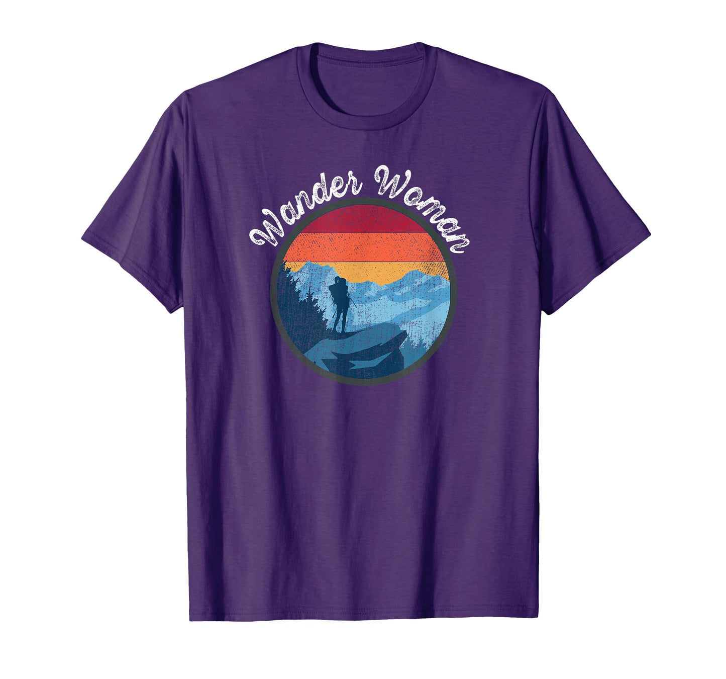 Wander Woman Retro Sunset - Climbing Hiking Outdoor Funny T-Shirt