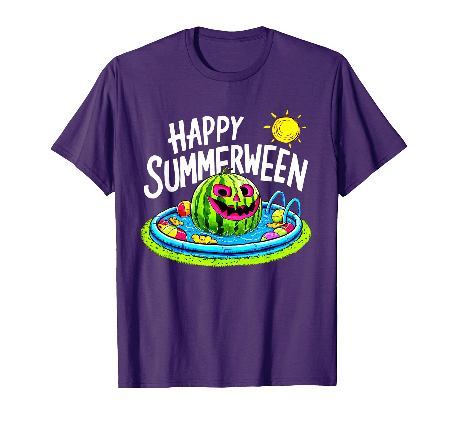 Happy Summerween Summer Watermelon Jack-o-lantern Halloween T-Shirt