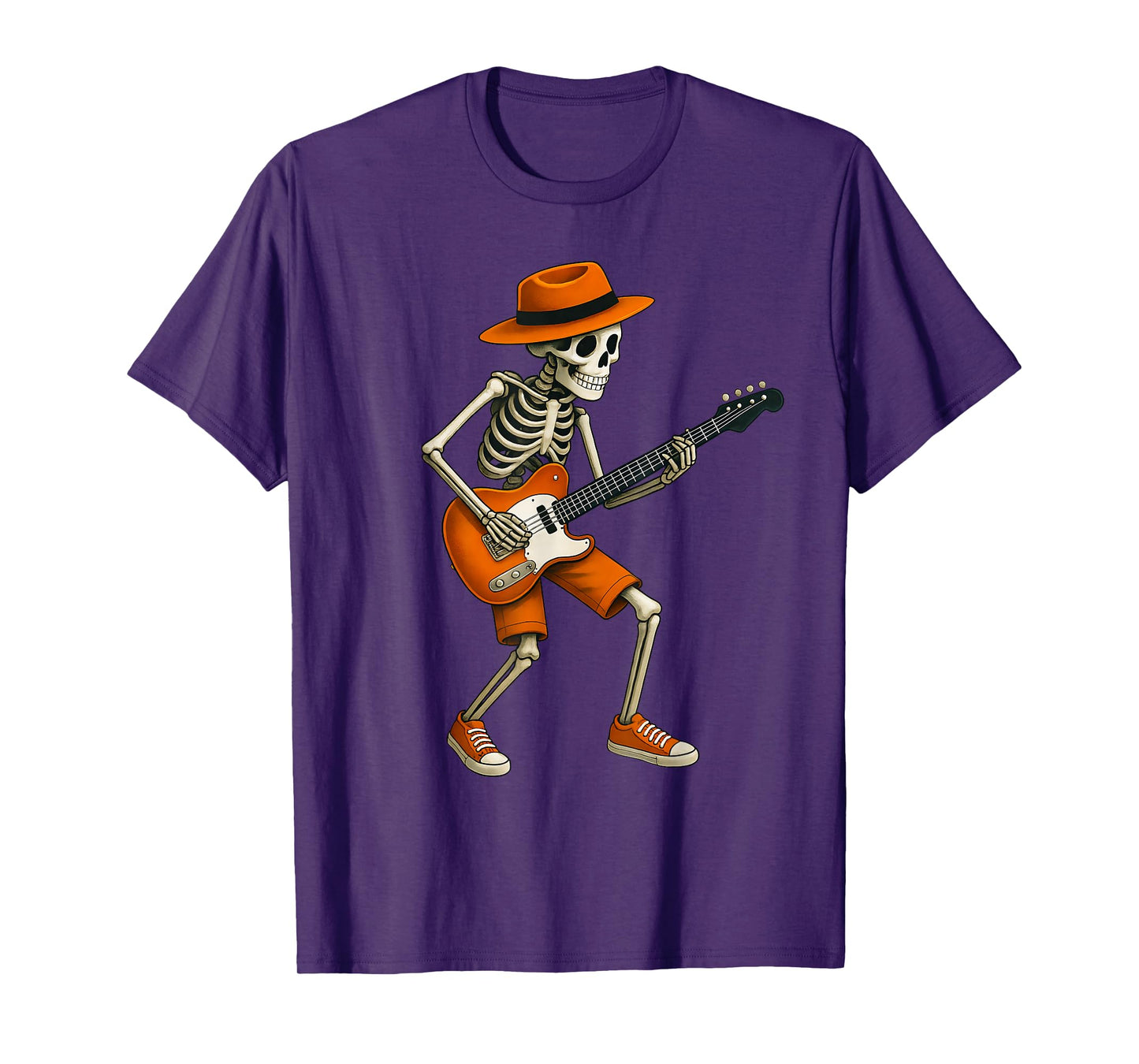 Guitar Skeleton Guitarist Rock Band Halloween Costume Funny T-Shirt