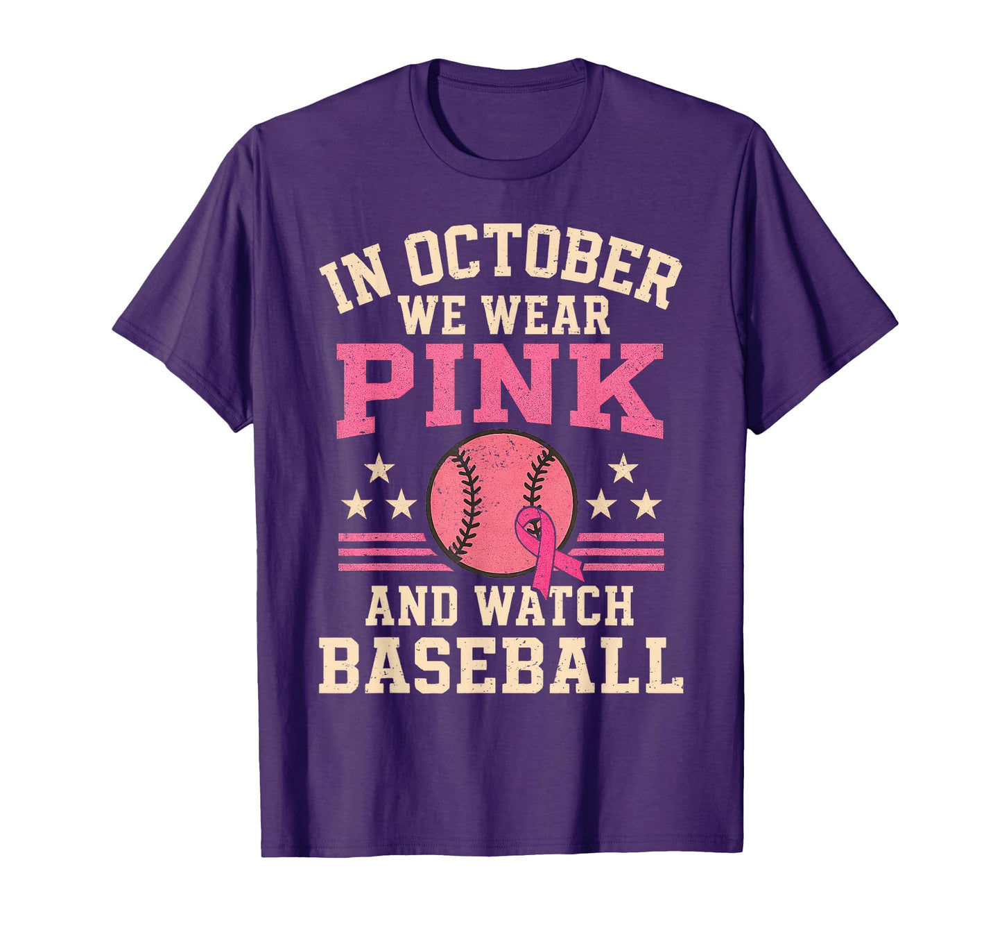 In October We Wear Pink and Watch Baseball Breast Cancer T-Shirt