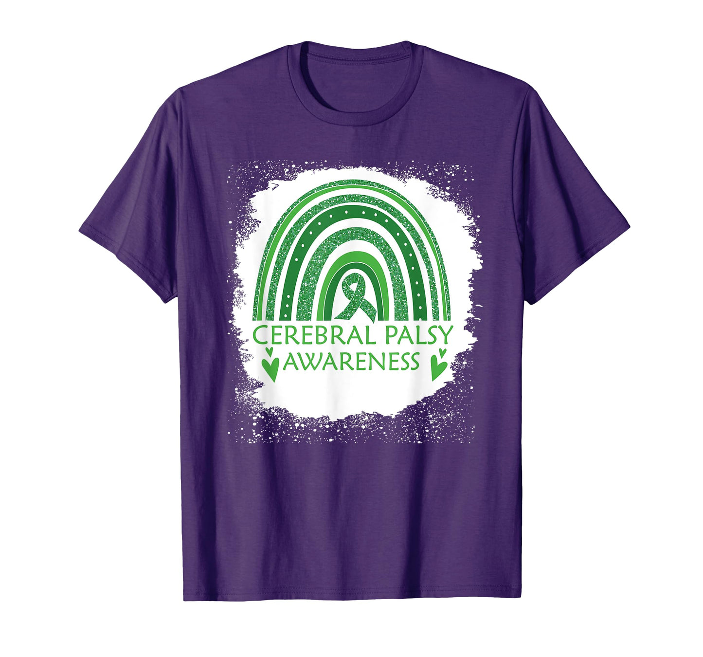 Cerebral Palsy Awareness Bleached Rainbow Green Ribbon Men T-Shirt