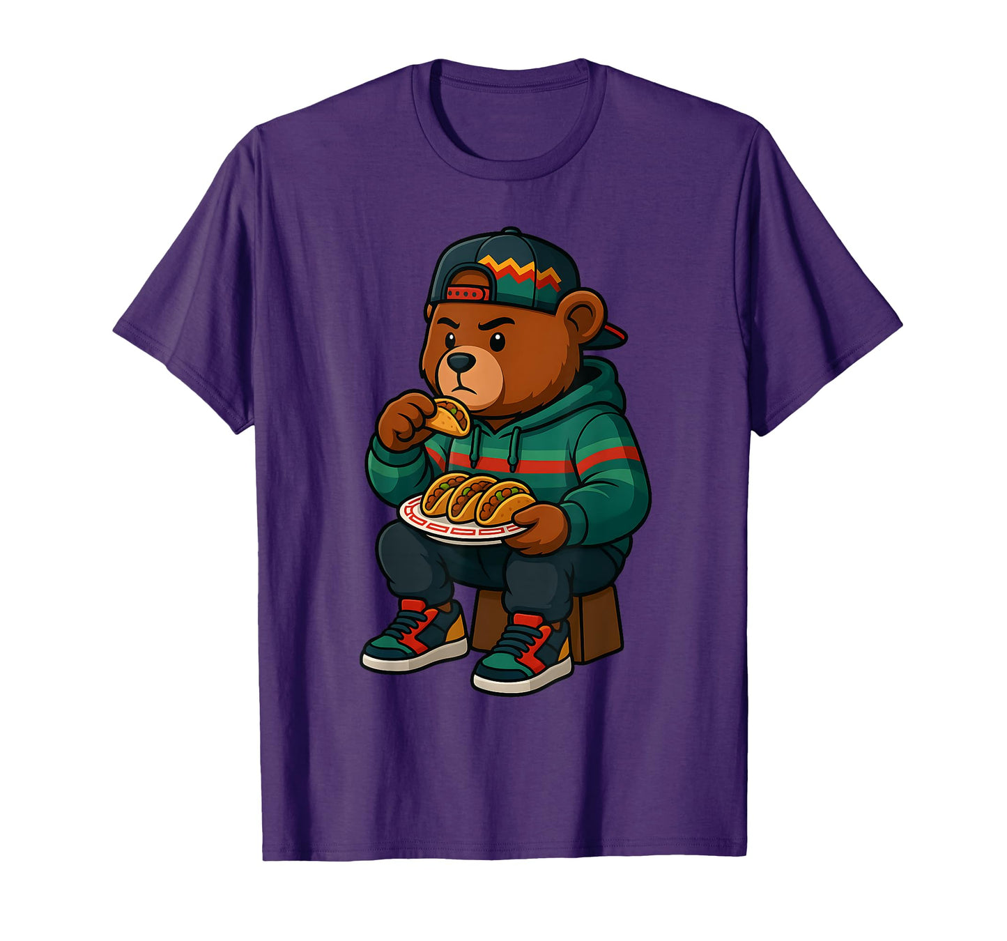 Hip Hop Teddy Bear Eating Tacos Mexican Baja Streetwear Teen T-Shirt