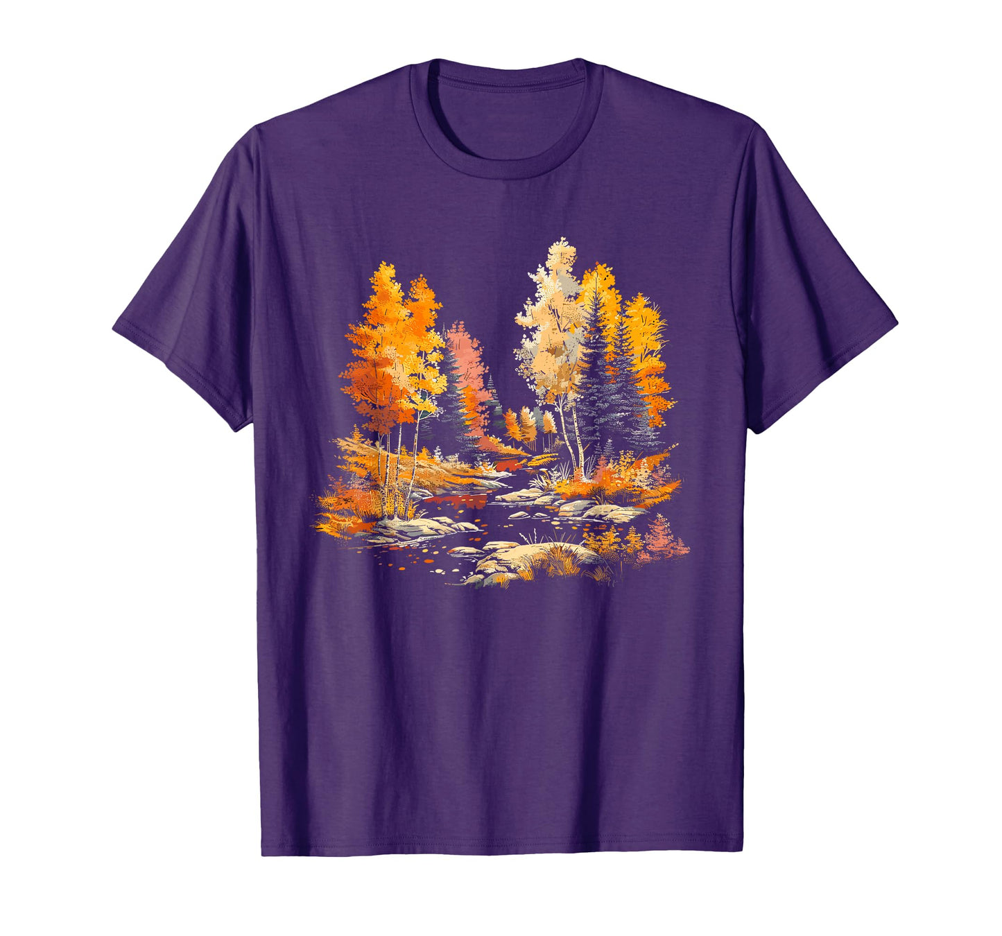 Colorful Forest, Trees and River, Natur Lover, Men, Women, T-Shirt