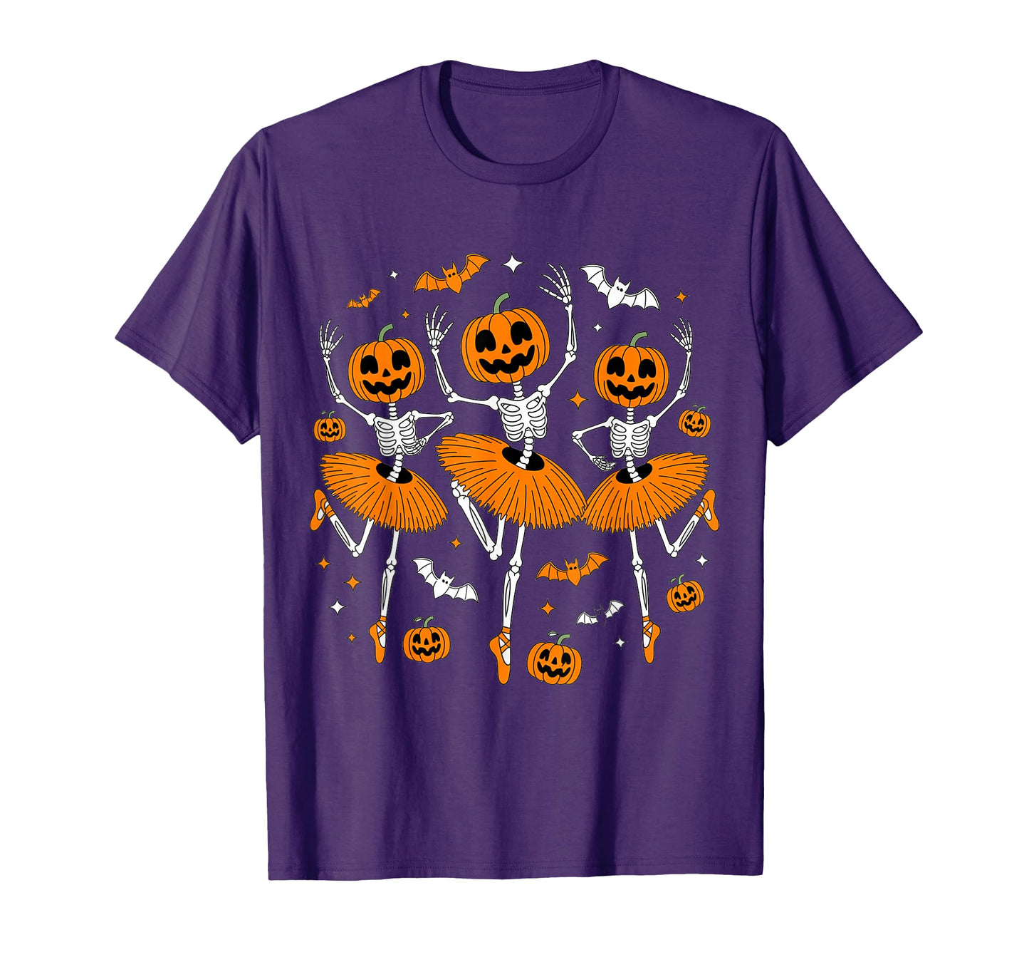 Ballet Pumpkin Skeleton Scary Halloween Men Women Boys Girl T-Shirt