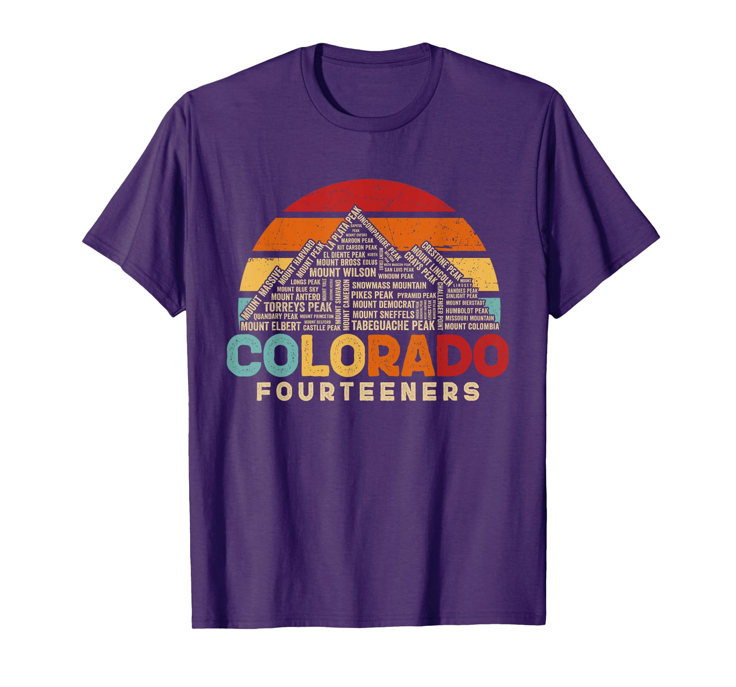 Colorado 14ers Fourteeners Rocky Mountain State Hiker Retro T-Shirt