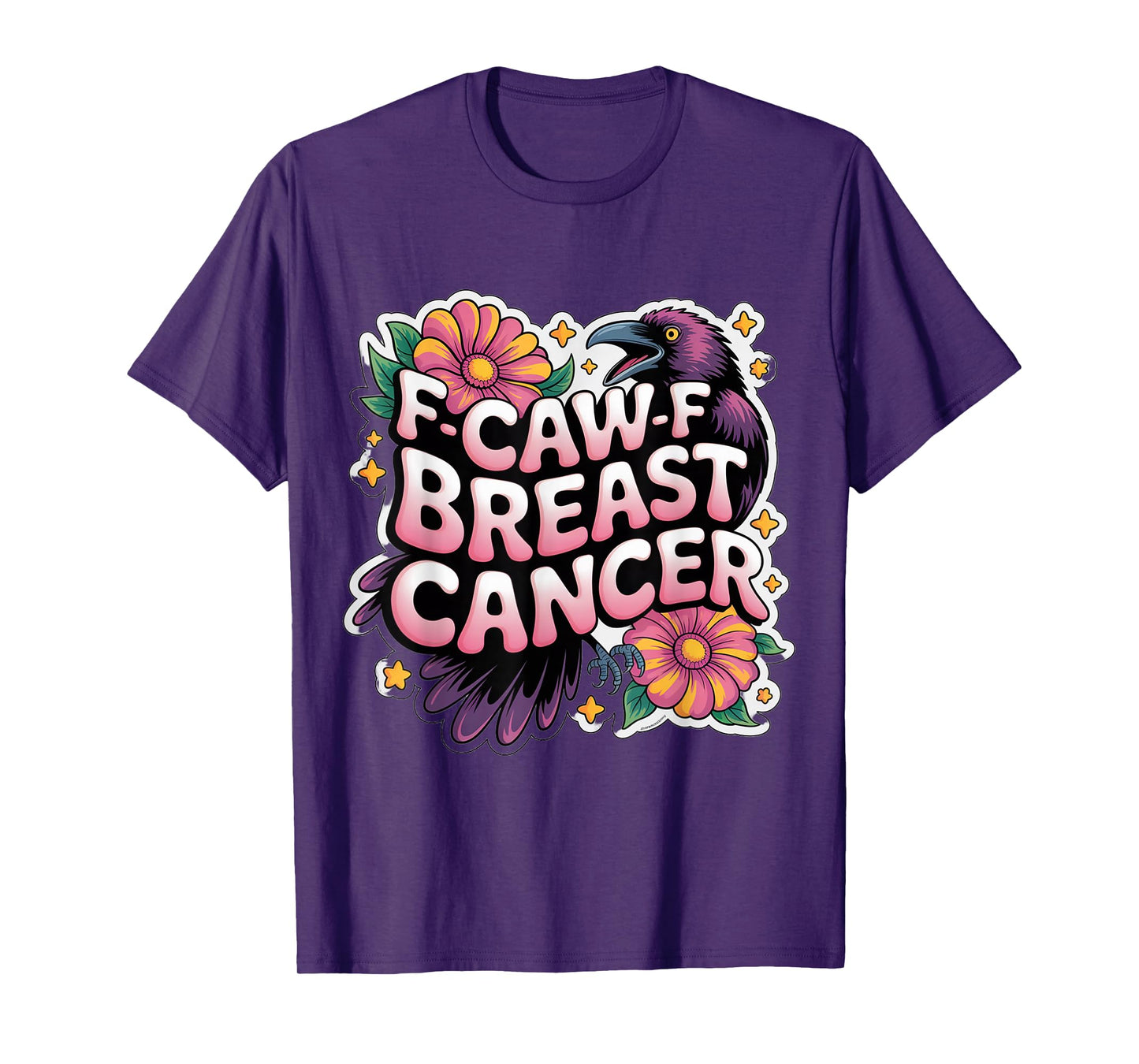 Wavy Retro F-CAW-F Breast Cancer T-Shirt