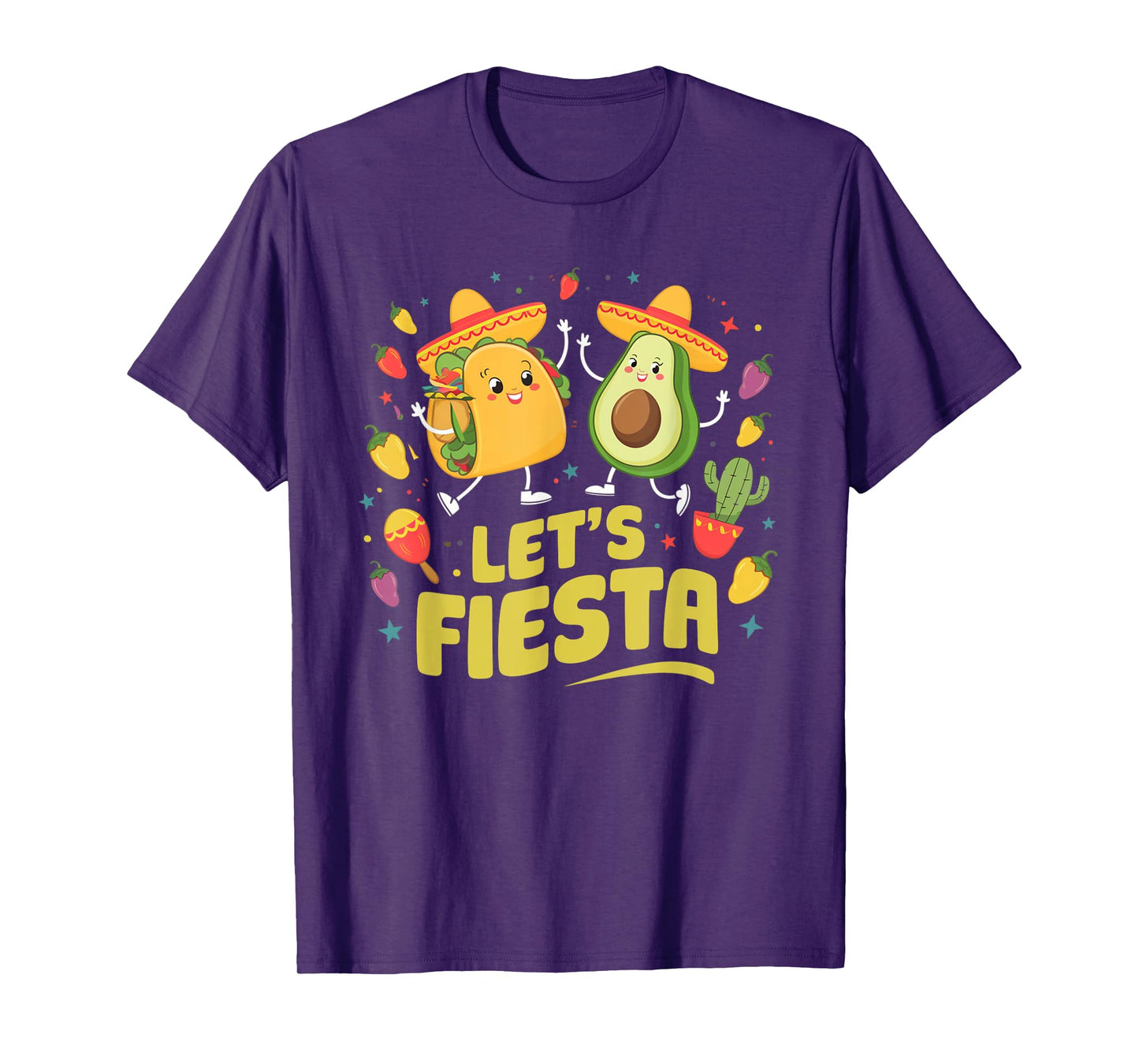 Let's Fiesta Funny Cinco De Mayo Taco Avocado Mexican Party T-Shirt