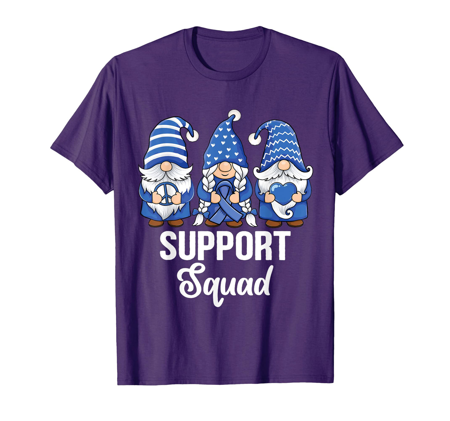 Colon Cancer Support gnomes with ribbon Colorectal Awareness T-Shirt
