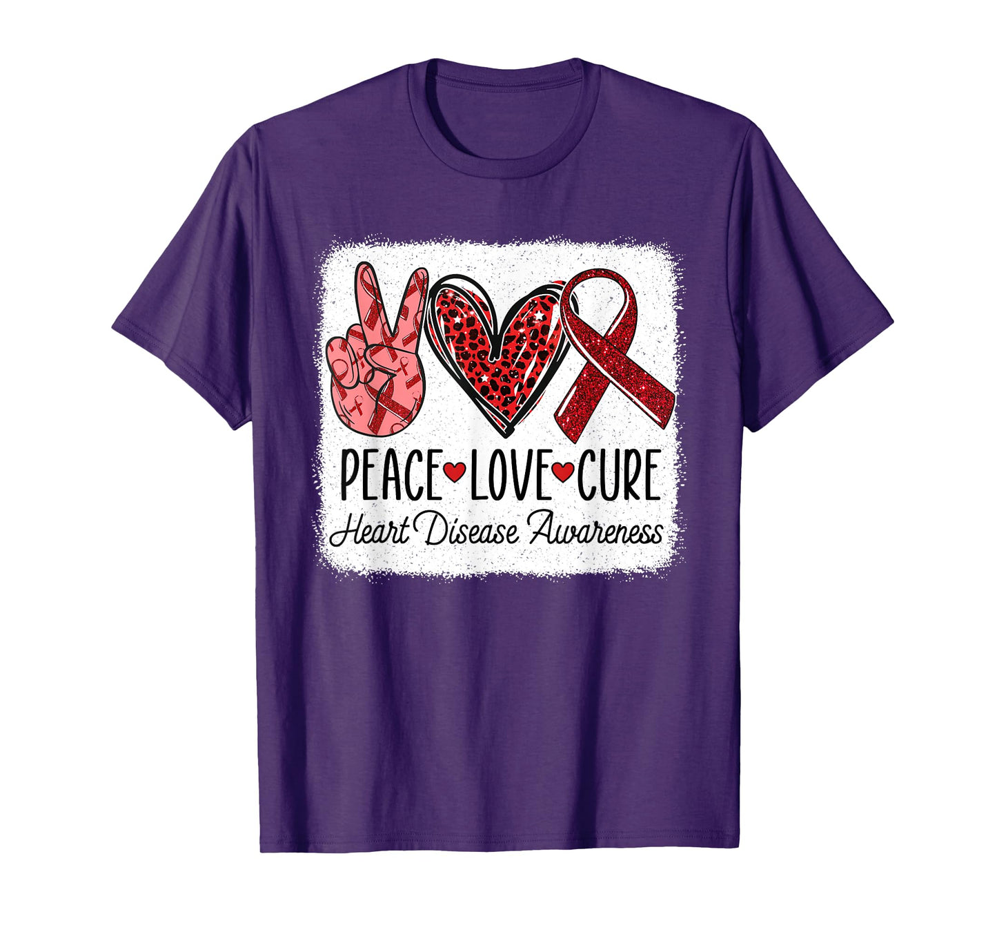Peace Love Cure Heart Disease Awareness CHD Support Wear Red T-Shirt