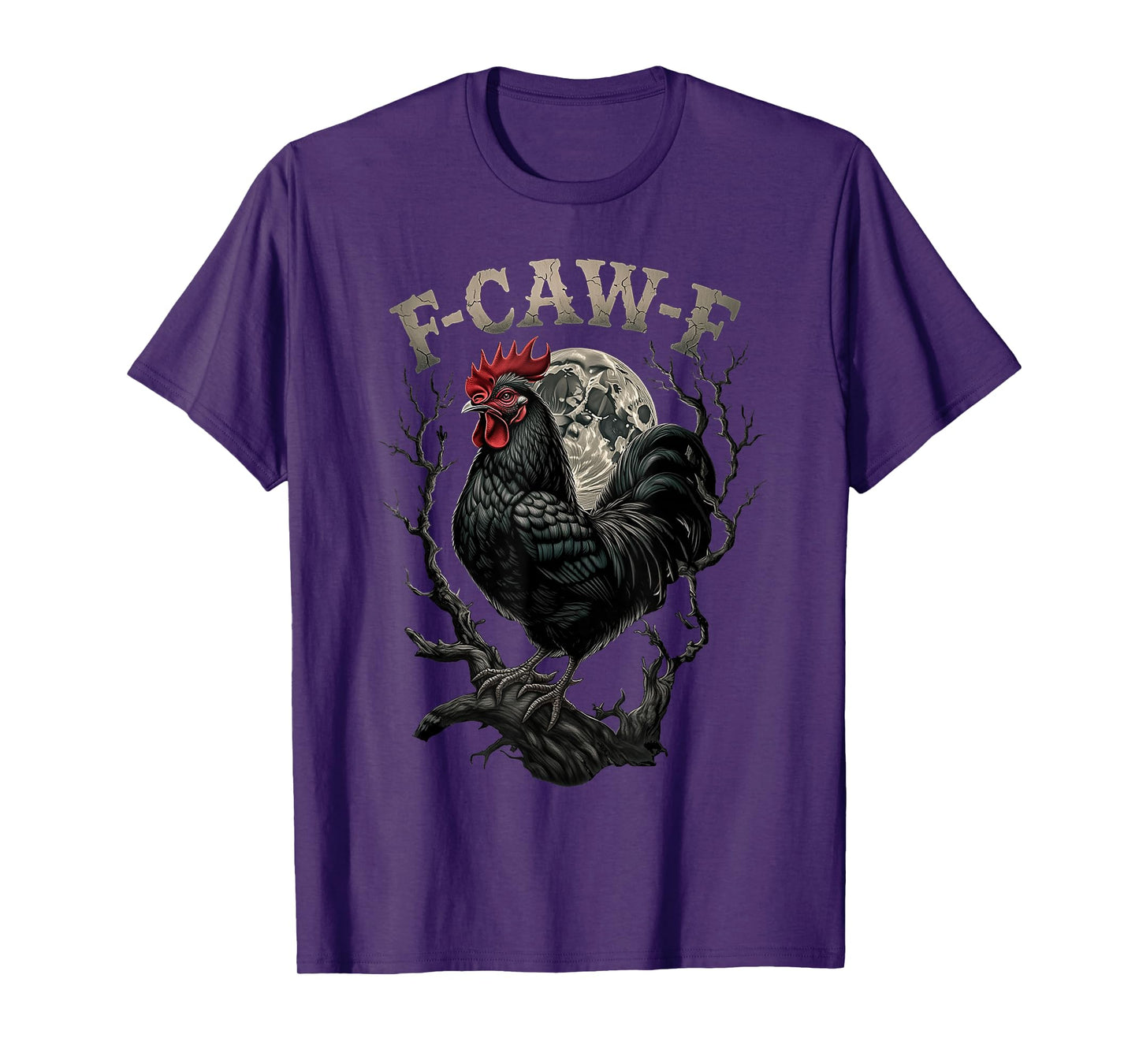 Black Chicken, F-Caw-F Funny Chicken Moon Gothic Adult Humor T-Shirt
