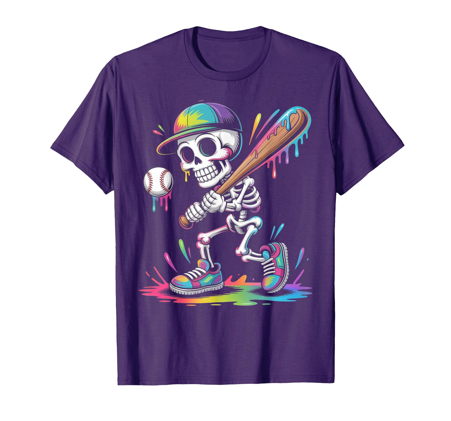 Funny Halloween Drip Baseball Player T-Shirt