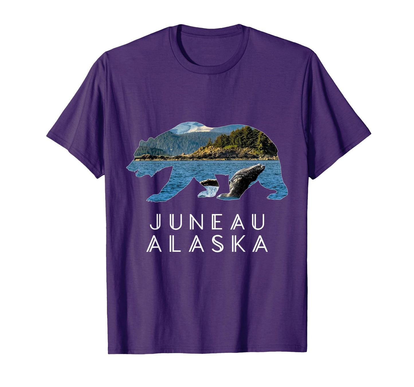 Juneau Alaska Bear With Whale Watching Scene Souvenir T-Shirt