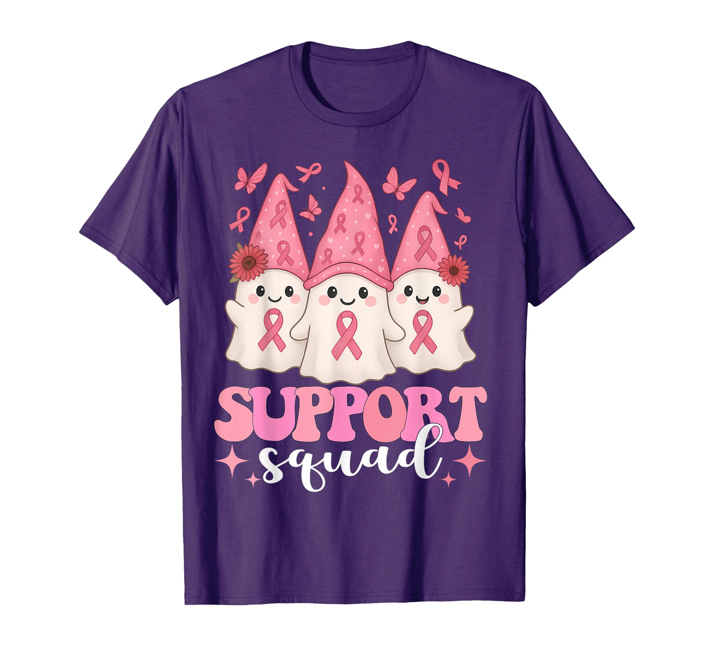 Halloween Ghost Pink Support Squad Breast Cancer Awareness T-Shirt