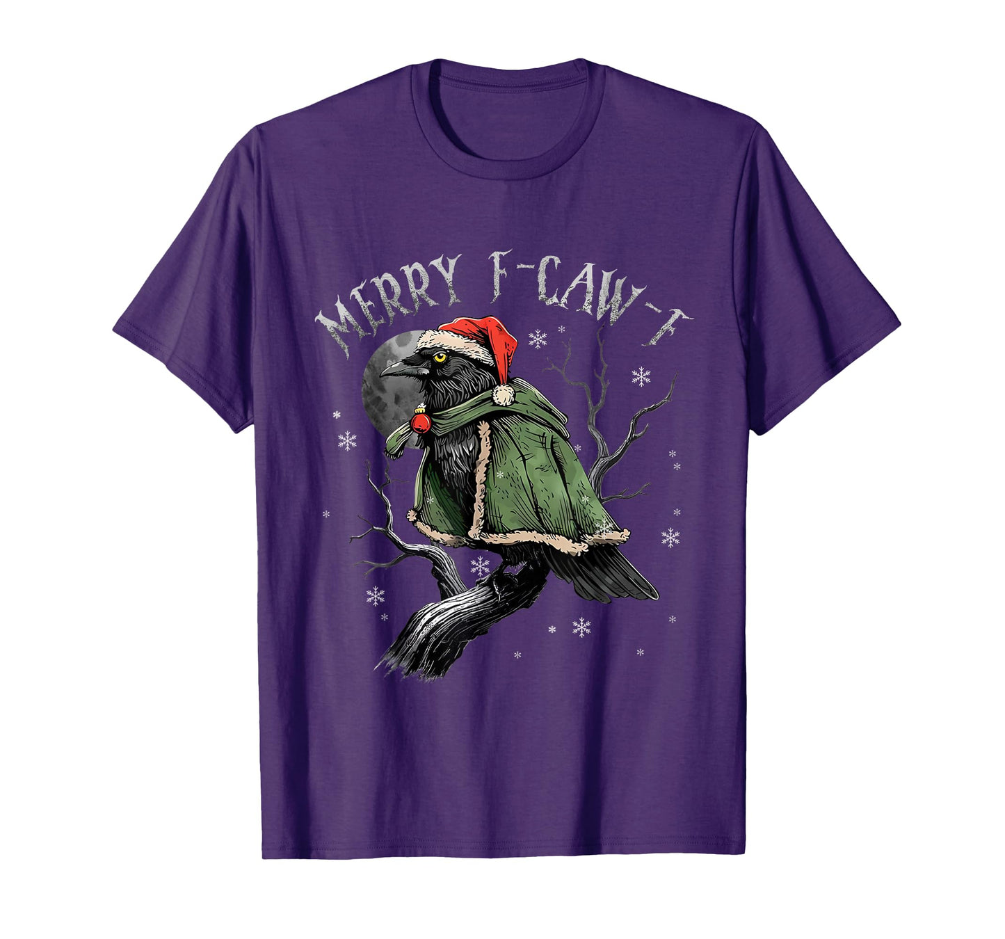 Black Crow Christmas F-Caw-F Funny Black Bird Adult Humor T-Shirt