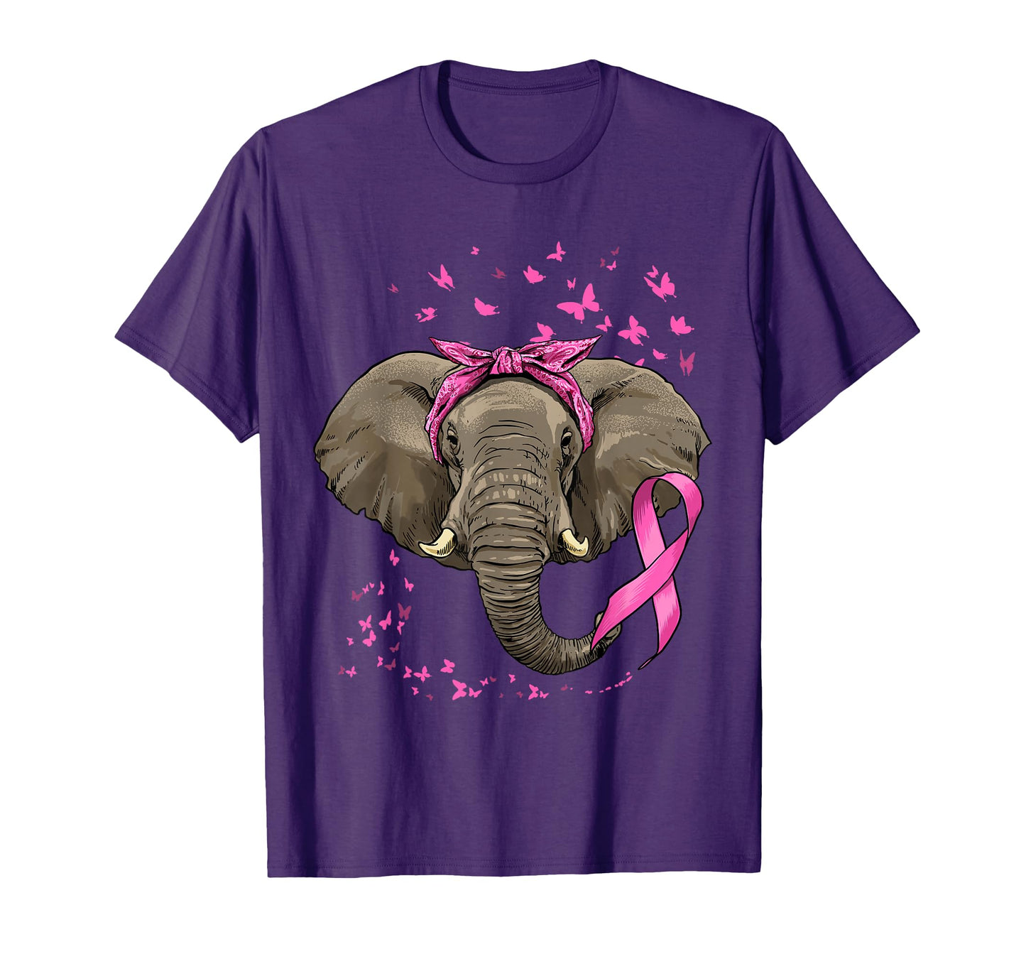 Elephant Breast Cancer Awareness Pink Ribbon Cancer Survivor T-Shirt