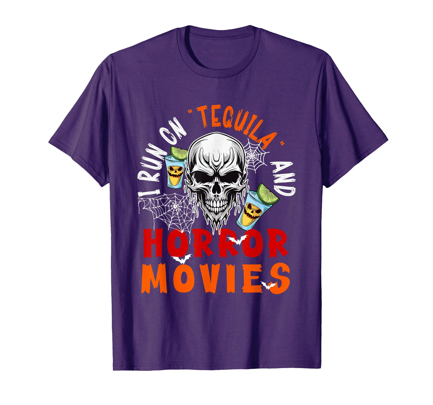 Running On Tequila and Horror Movies Halloween Skull Drinker T-Shirt