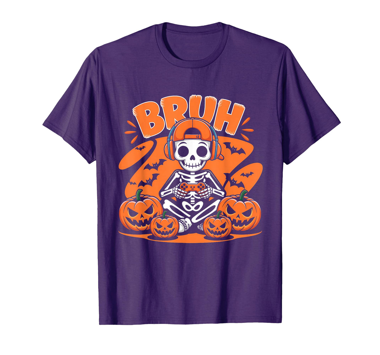 Halloween Skeleton Video Gaming Gamer Boys Teens Men Youths T-Shirt