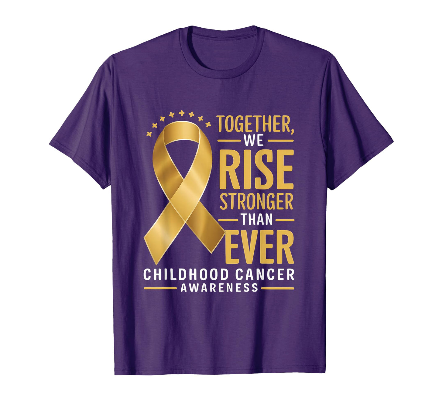 Childhood Cancer Awareness We Rise Stronger Gold Ribbon T-Shirt