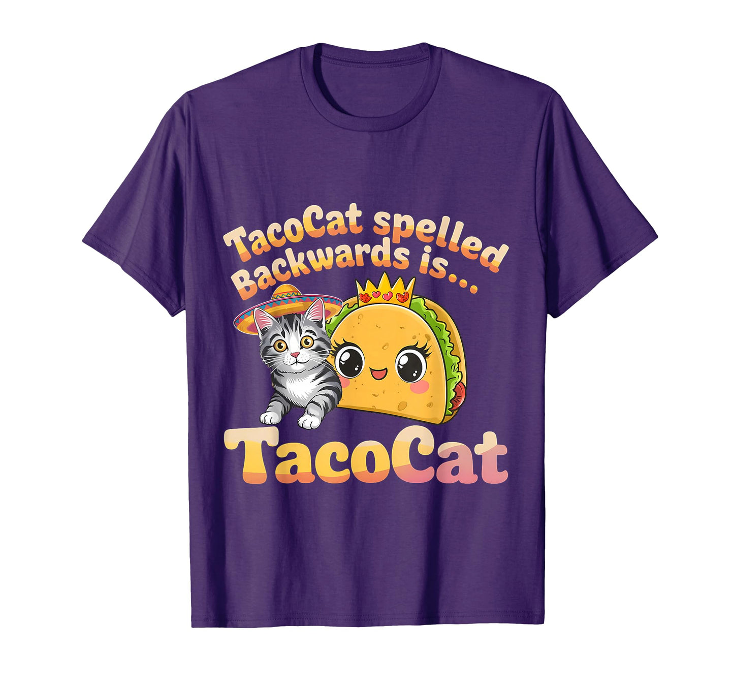 Kawaii Tacocat Spelled Backward Mexican Taco Lover Men Women T-Shirt