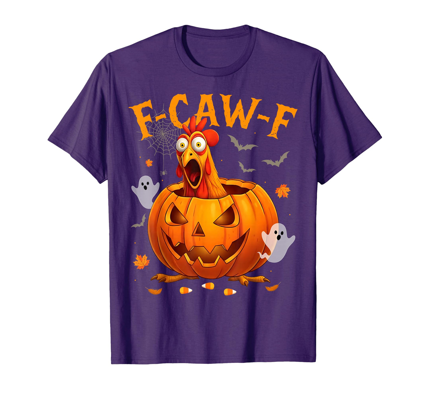 Funny F-Caw-F Scared Chicken Halloween Rooster Meme Humor T-Shirt