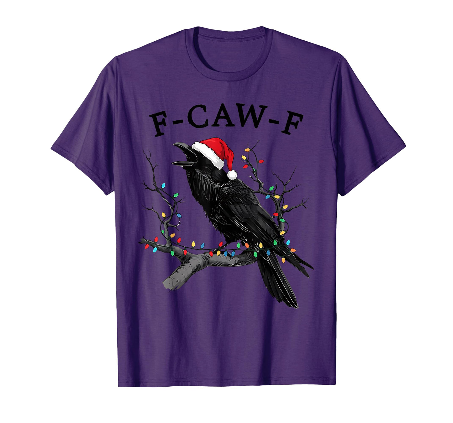 Black Crow, F-Caw-F Funny Christmas Raven Santa Hat Xmas PJs T-Shirt