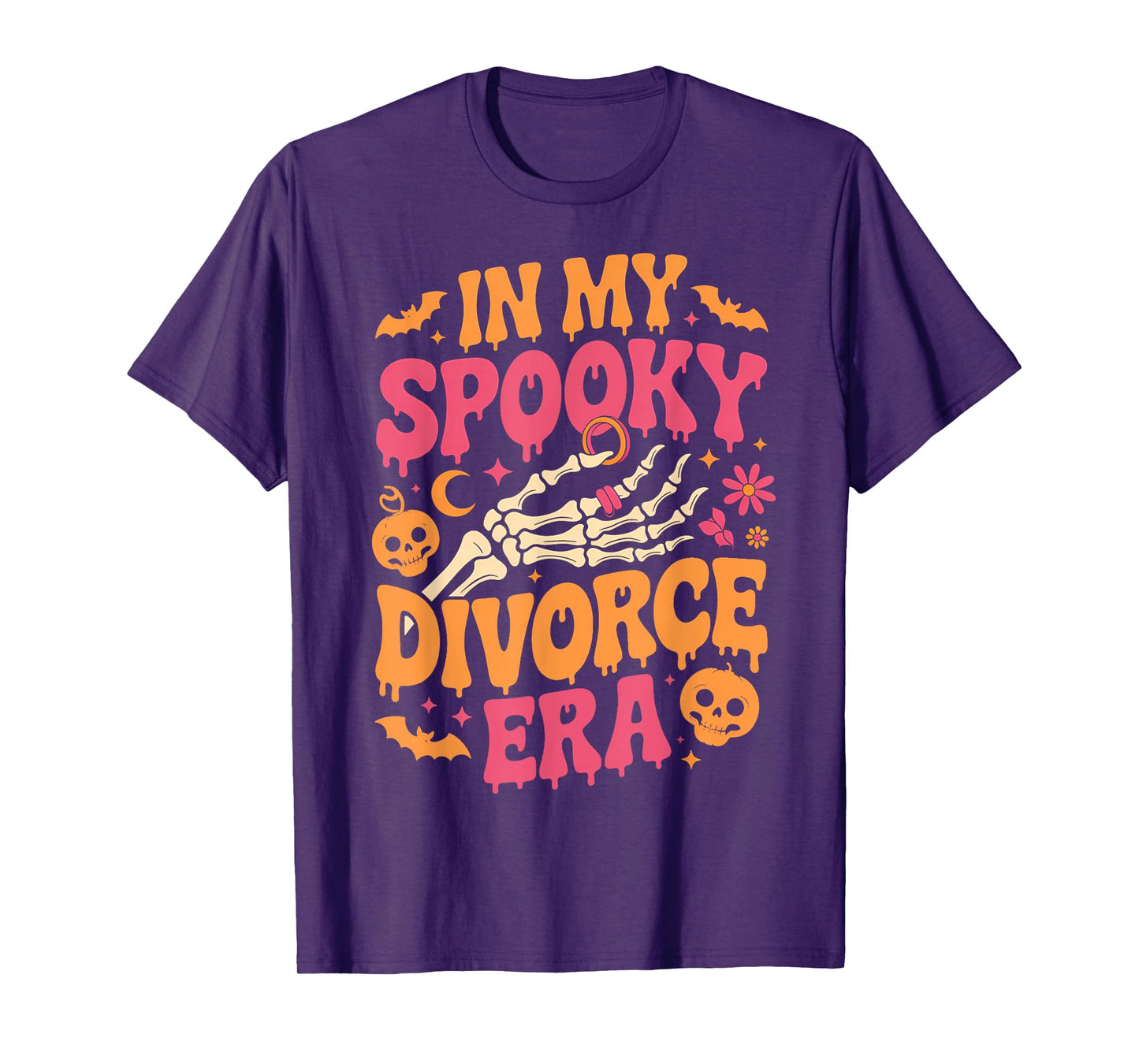 in My Spooky Divorce Era Halloween Retro Skeleton Hand T-Shirt