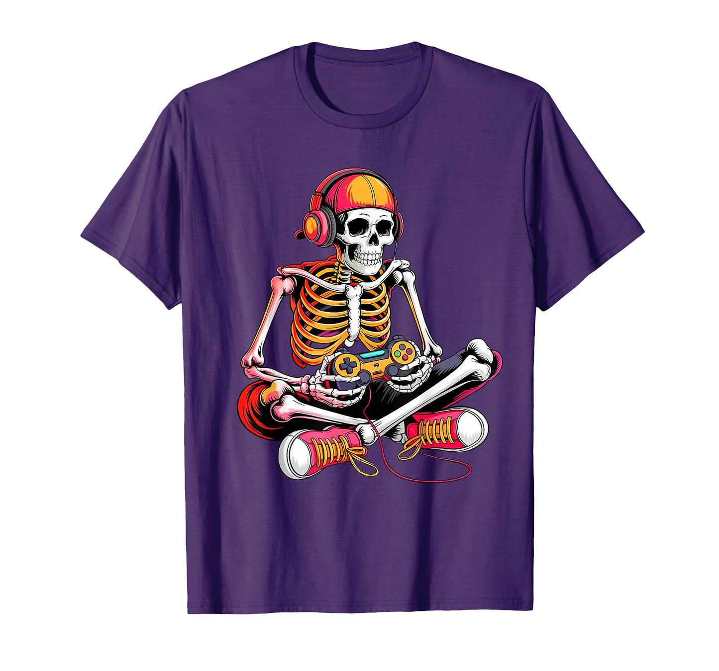 Funny Halloween Skeleton Gamer Video Gaming Boys Men Kids T-Shirt