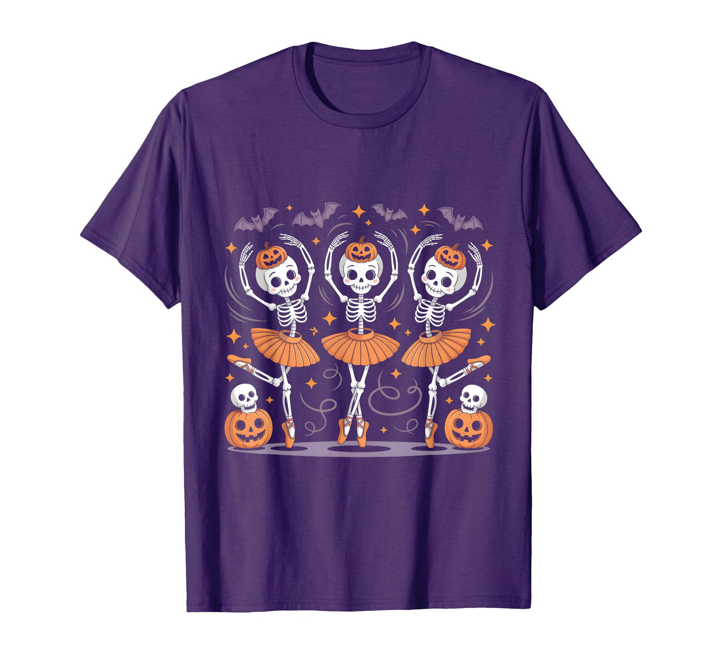 Ballet Pumpkin Skeleton Scary Halloween Men Women Boys Girl T-Shirt