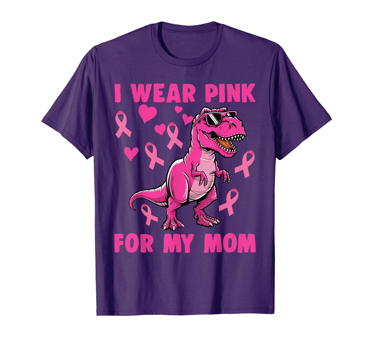 I Wear Pink For My Mom T-rex Dinosaur Breast Cancer T-Shirt
