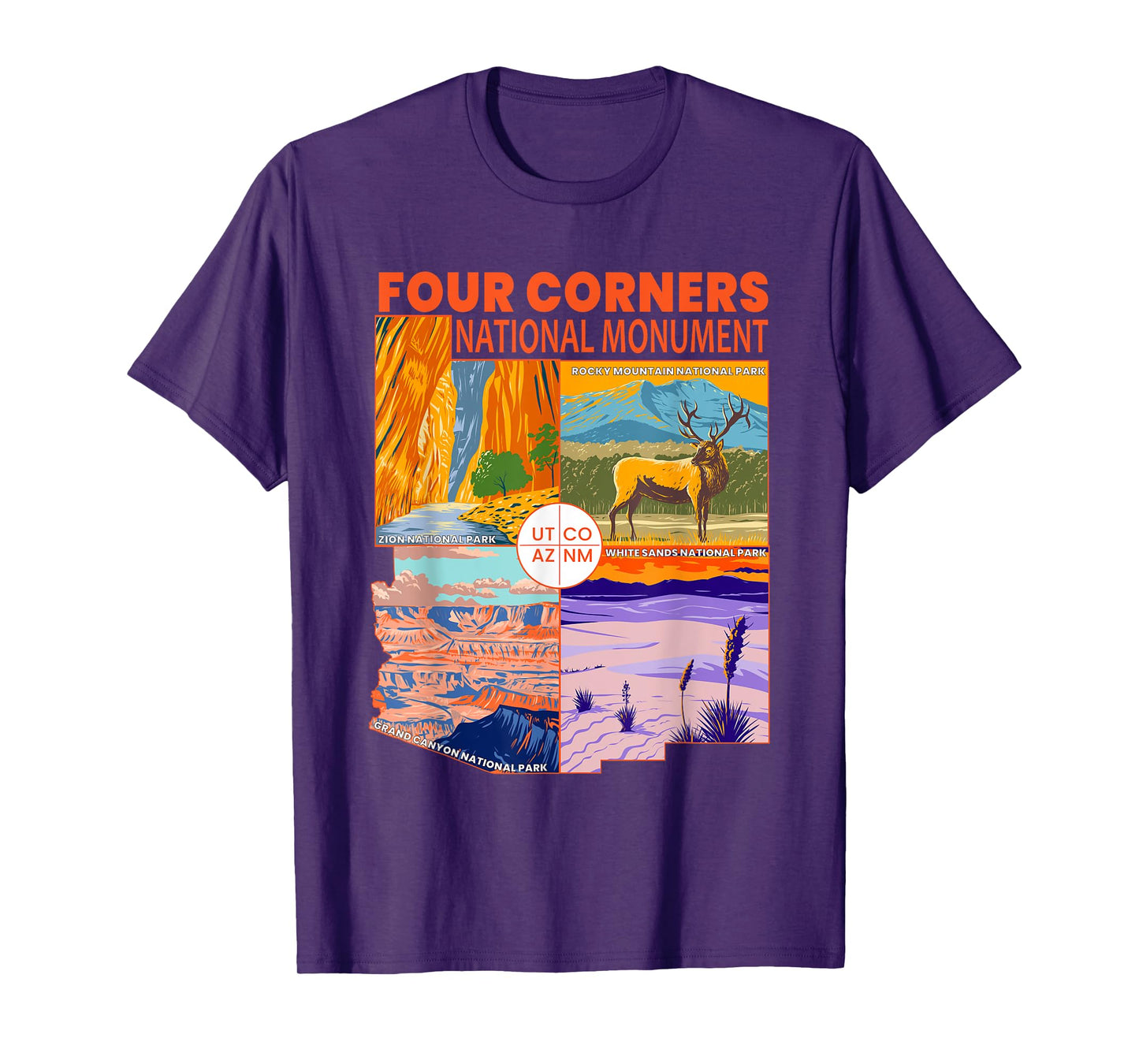 Four Corners National Monument With National Parks Retro T-Shirt