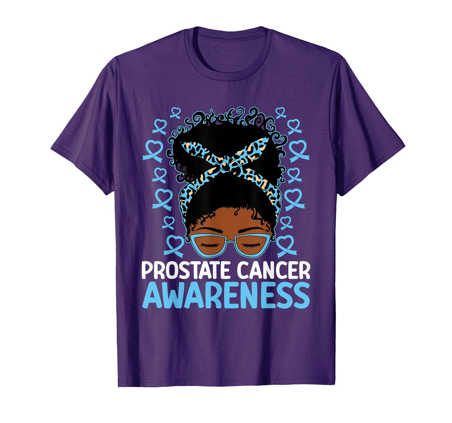 Prostate Cancer Awareness African American Messy Bun T-Shirt