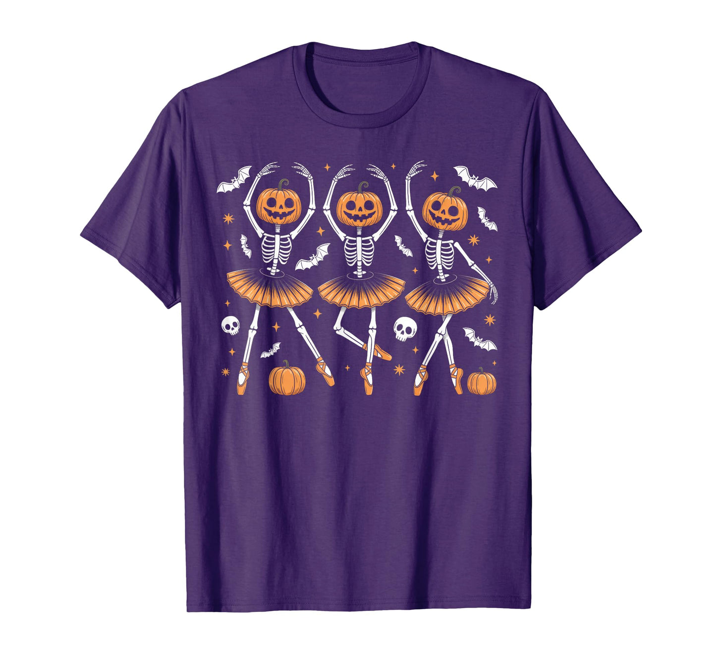Ballet Pumpkin Skeleton Scary Halloween Men Women Boys Girl T-Shirt