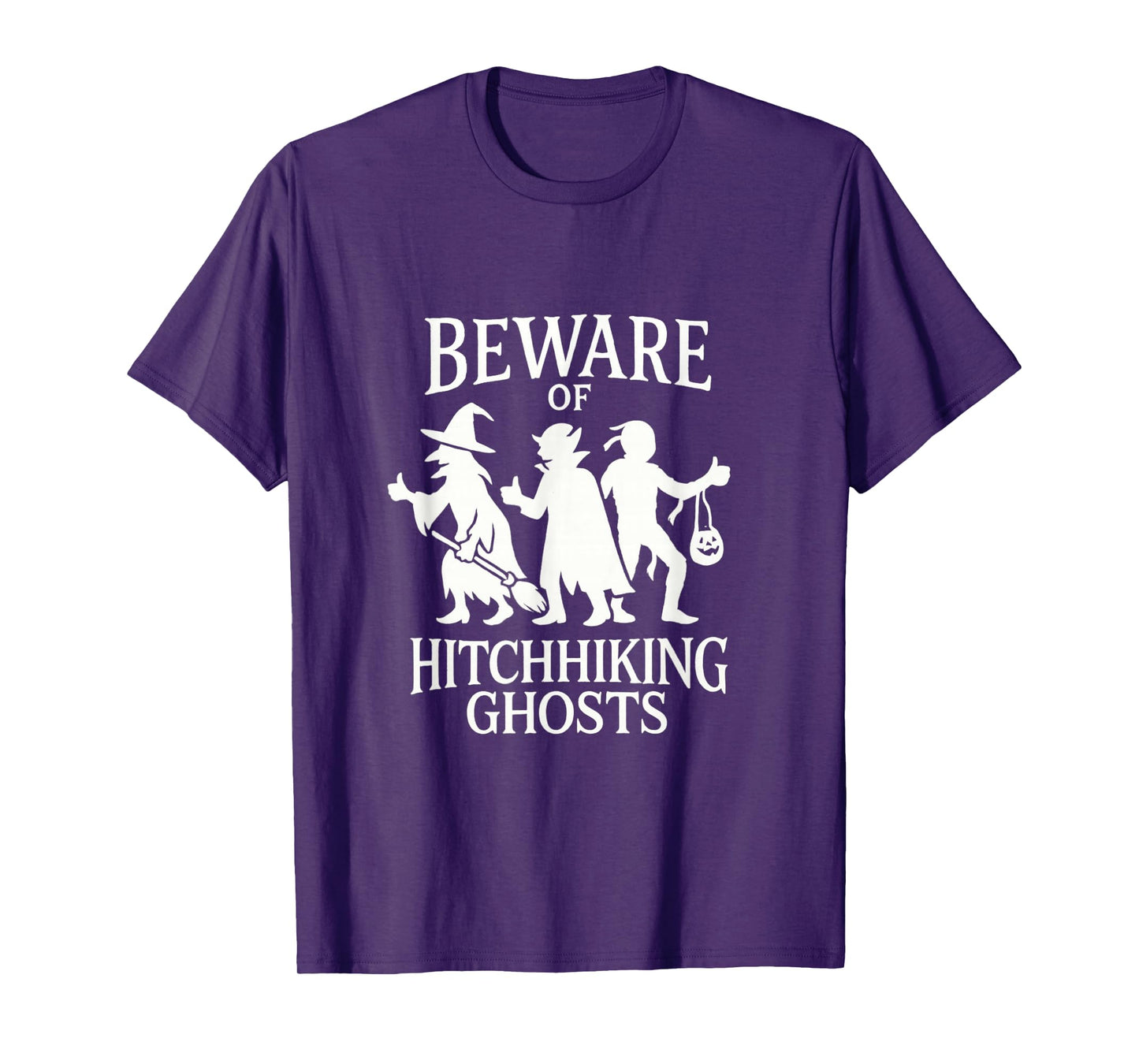 Beware of Hitchhiking Ghosts Vintage Spooky Season Design T-Shirt