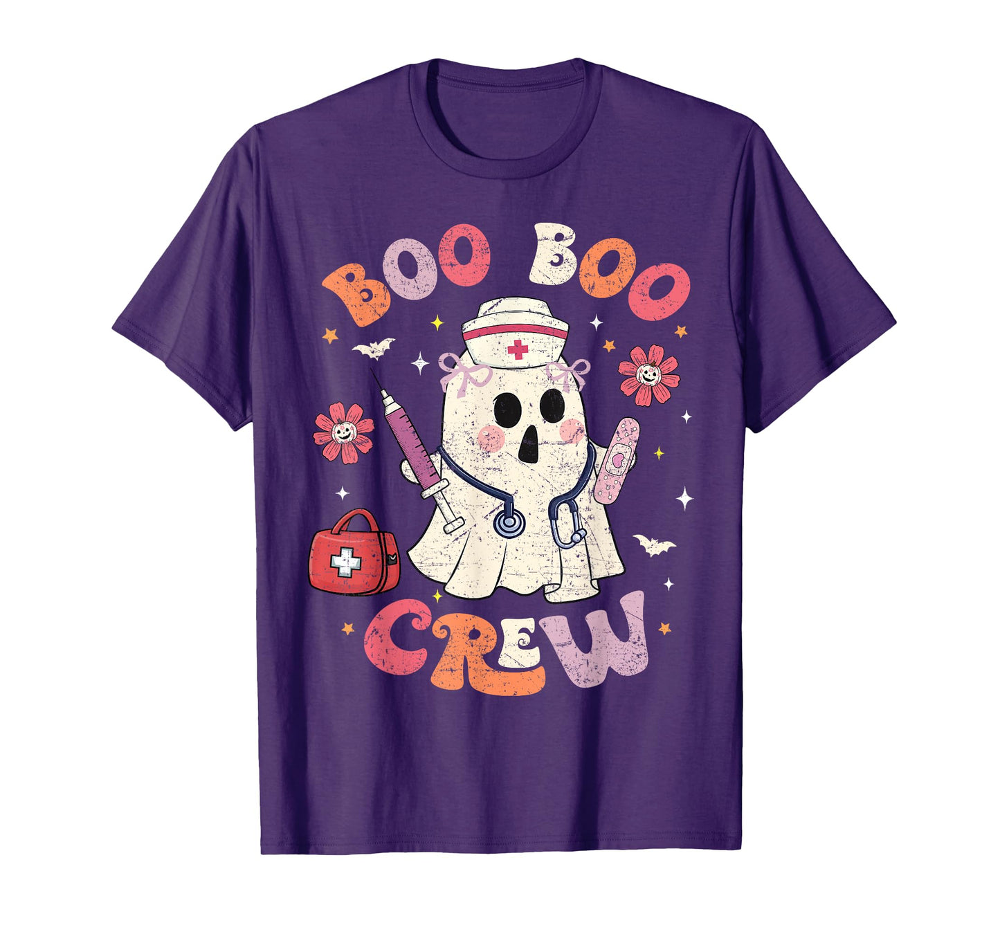 Groovy Halloween Nurse Funny Nursing Ghost Boo Boo Crew T-Shirt