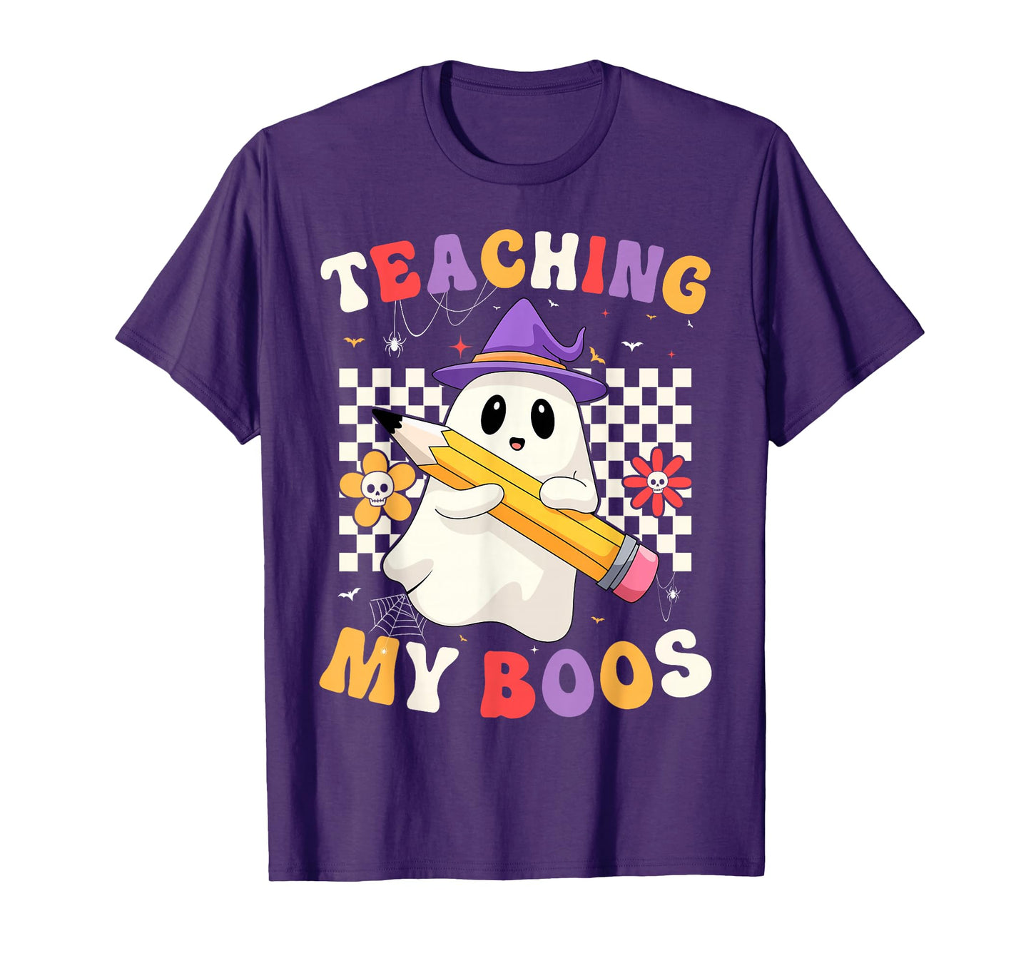 Teacher Halloween Costume Groovy Teaching My Boos Ghost T-Shirt
