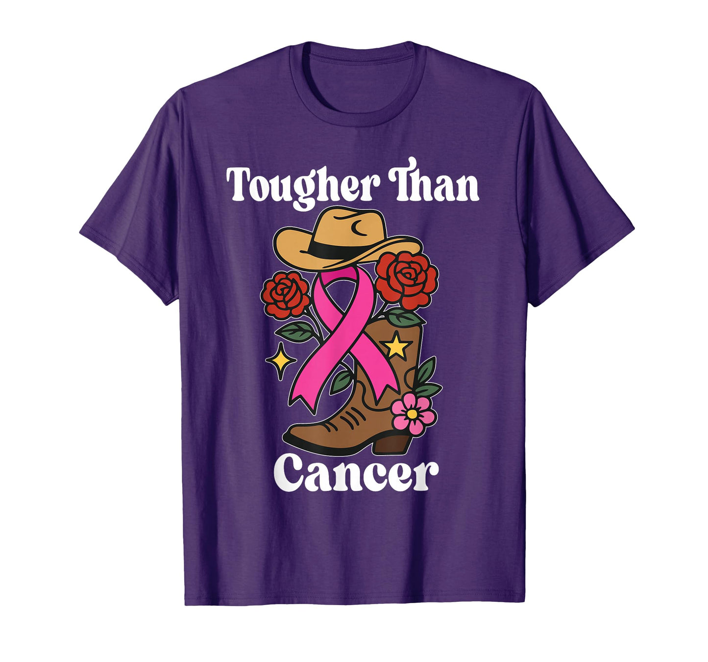 Tougher Than Breast Cancer Awareness Pink Ribbon Cowboy T-Shirt