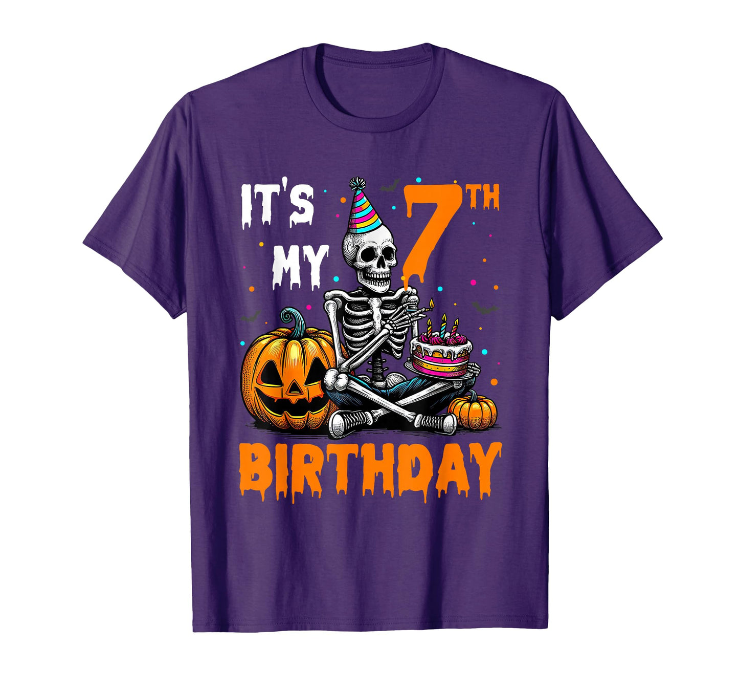 Skeleton 7th Birthday Halloween Party Kids 7 Years Gift T-Shirt