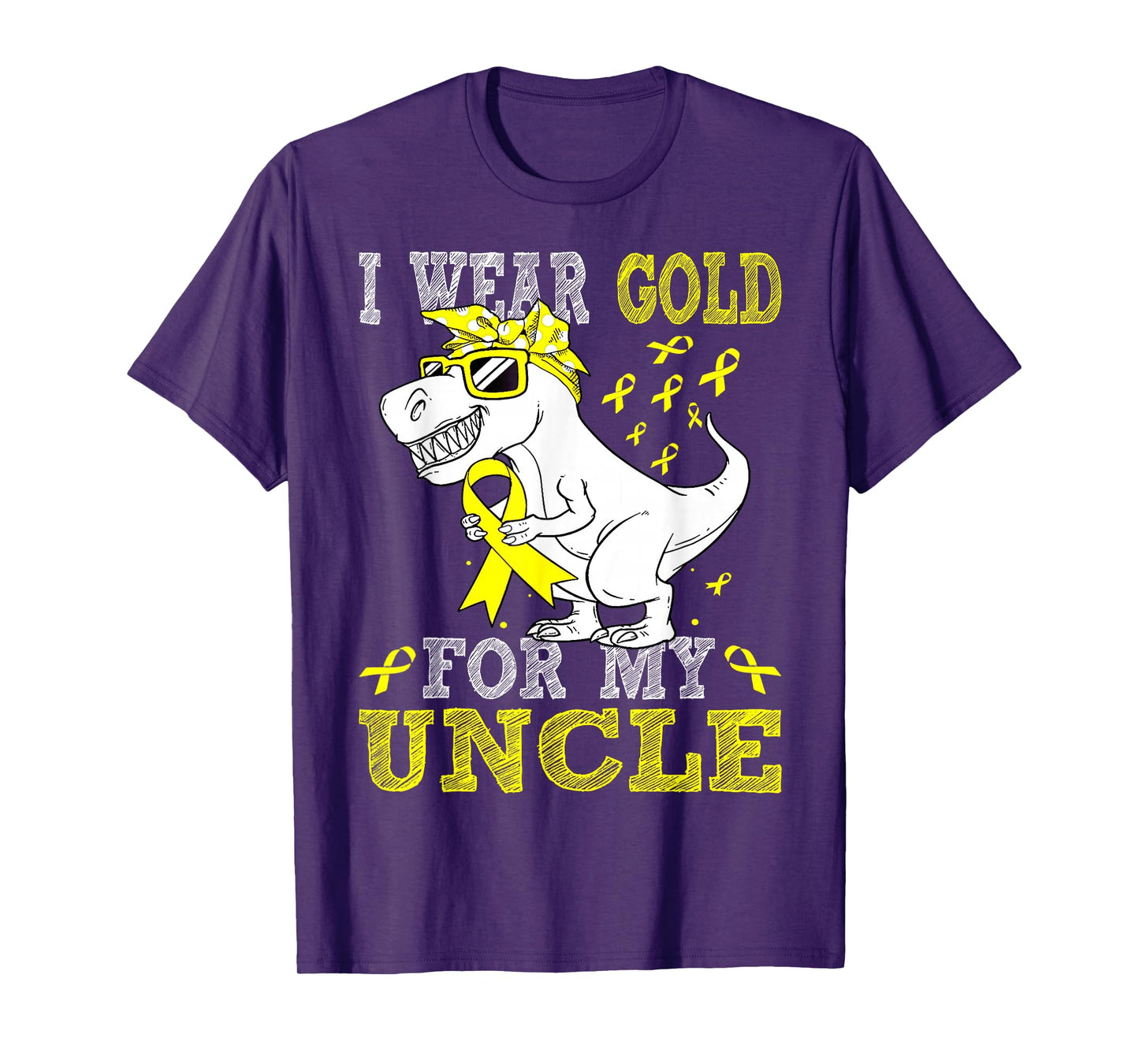 I Wear Gold for My Uncle Trex Childhood Cancer Awareness T-Shirt