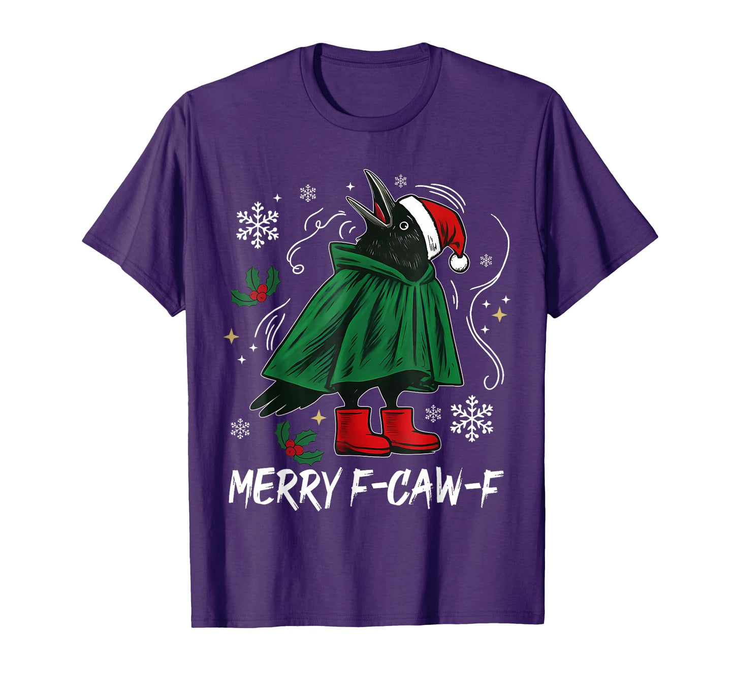 Merry F-Caw-F Funny F Caw F Crow Elf Xmas Christmas Pajamas T-Shirt