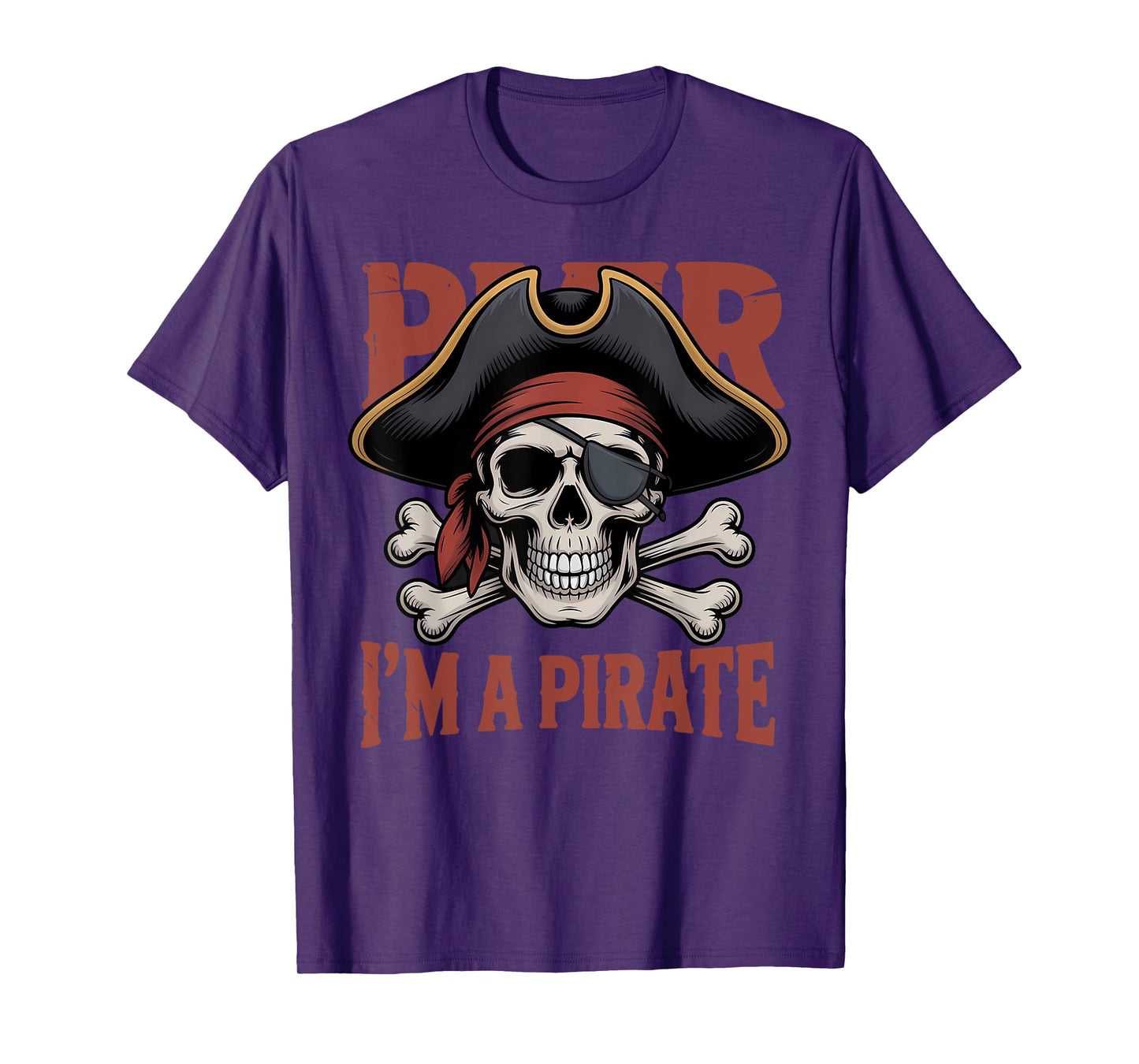 Funny Retro Bruh I'm A Pirate Skull Spooky Halloween Costume T-Shirt