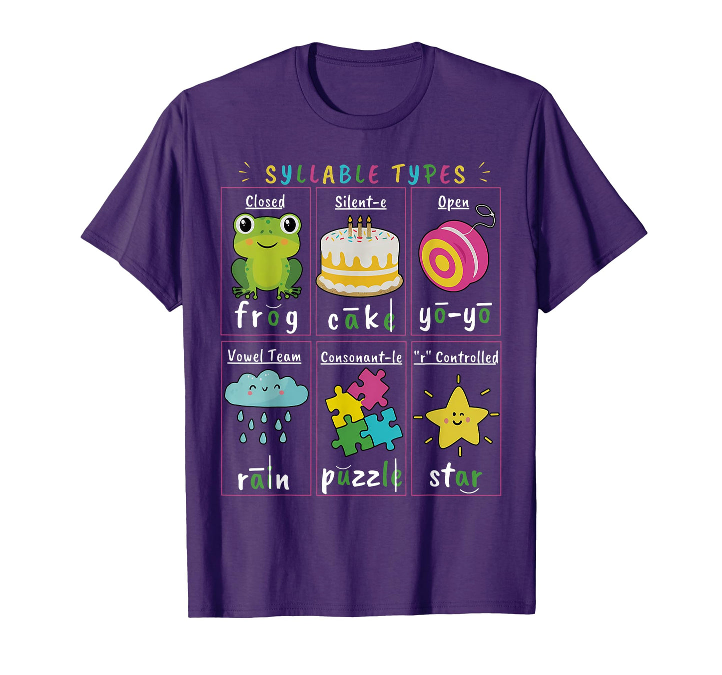 Reading Teacher Syllable Types Phonics Phonemic Awareness T-Shirt